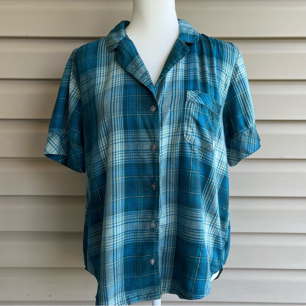 •Victoria's Secret• Plaid Button Down Pajama Top Size Medium